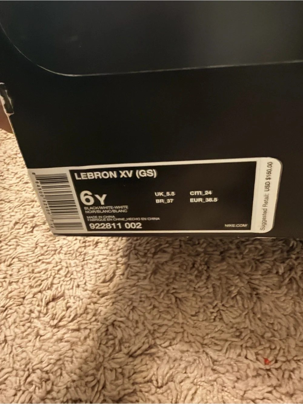 Nike LeBron XV (Ashes) Boys Basketball High Top Sneakers 6Y